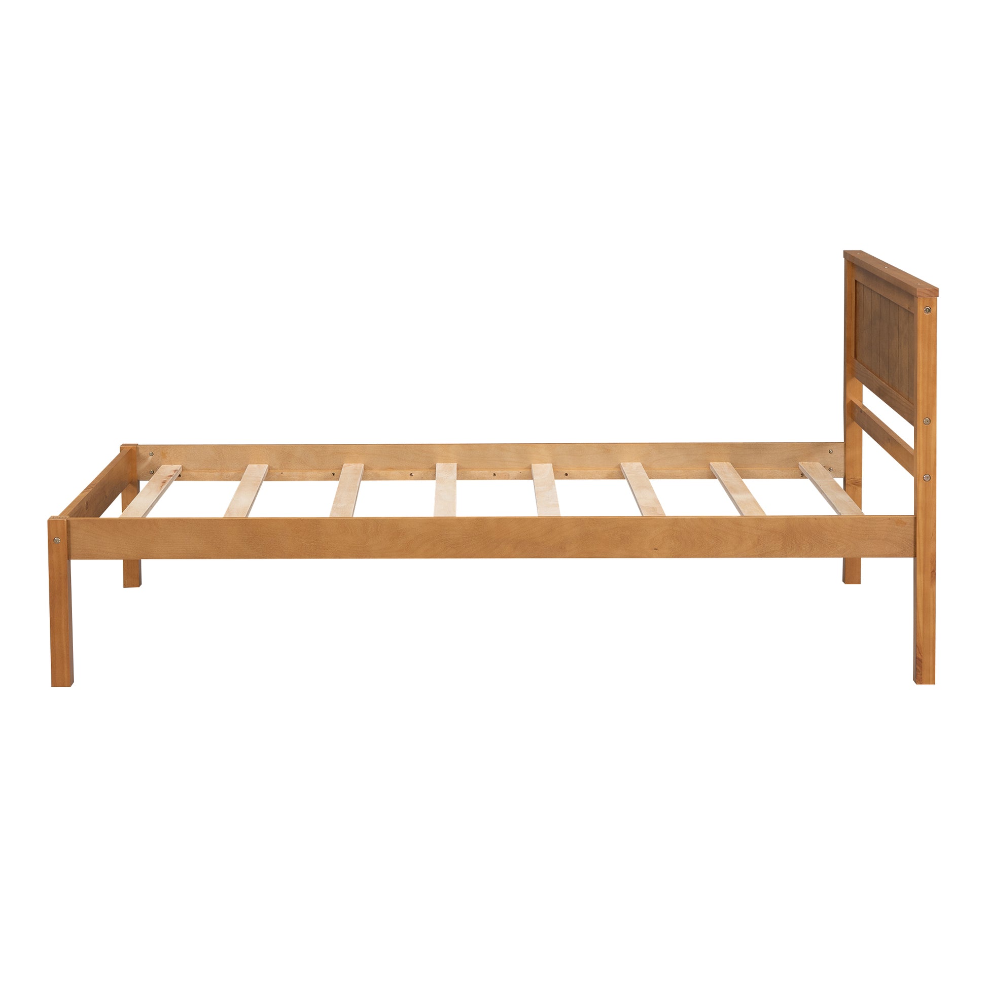 Platform Bed Frame With Headboardwood Slat Supportno Box Spring Needed ,Twin,Oak Twin Oak Wood Pine