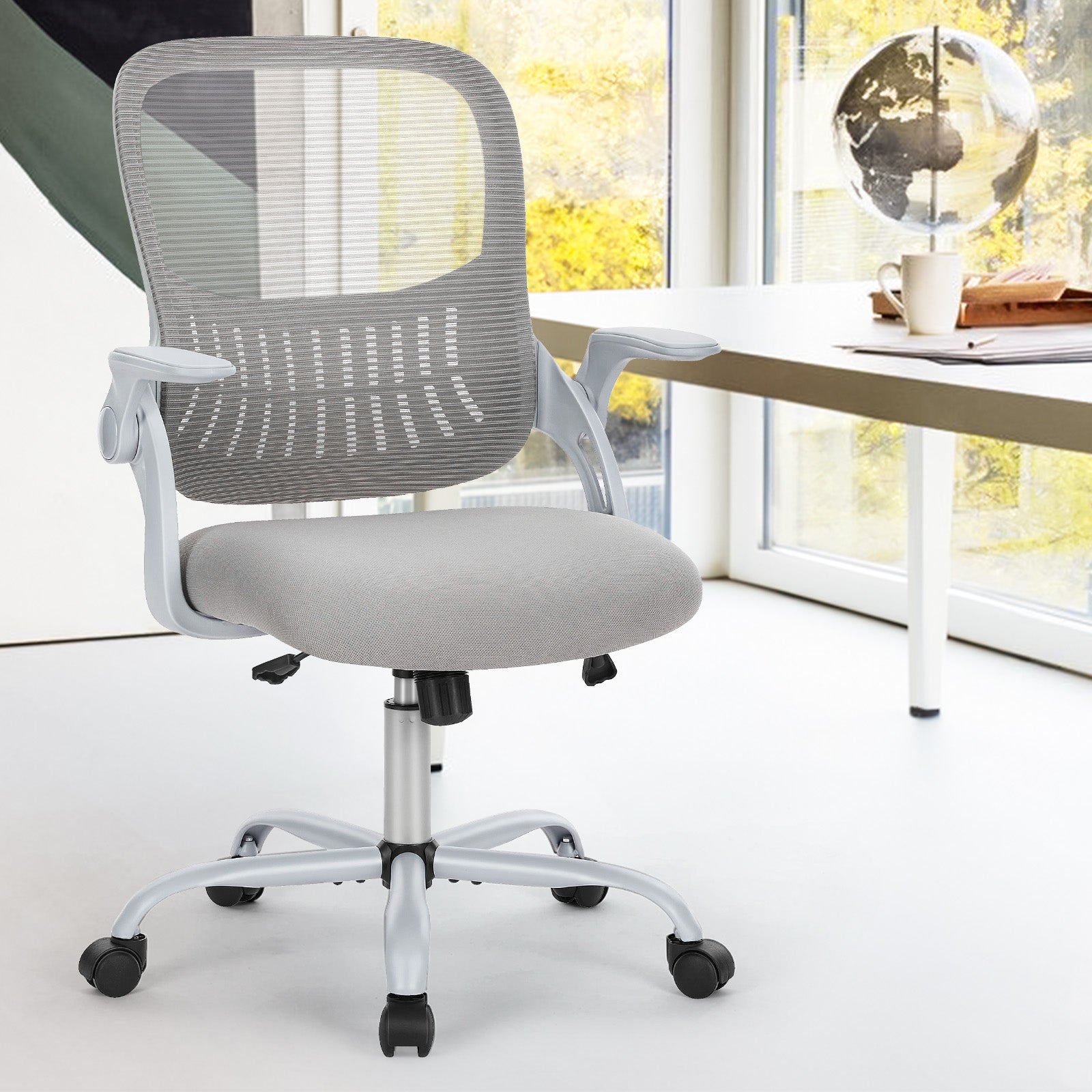 Sweetcrispy Office Mid Back Ergonomic Mesh Computer Desk Larger Seat E