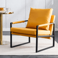 Pu Leather Accent Arm Chair Mid Century Upholstered Armchair With Metal Frame Extra Thick Padded Backrest And Seat Cushion Sofa Chairs For Living Room Orange Pu Leather Metal Frame Foam Sf 008 Orange Pu