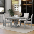 Retro 5 Piece Dining Set Extendable Round Table And 4 Chairs For Kitchen Dining Room Antique Gray Oak Antique Gray Mdf