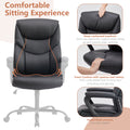 Sweetcrispy Home Office Chair Ergonomic Pu Leather Desk Chair With Armrests Black Pu Leather