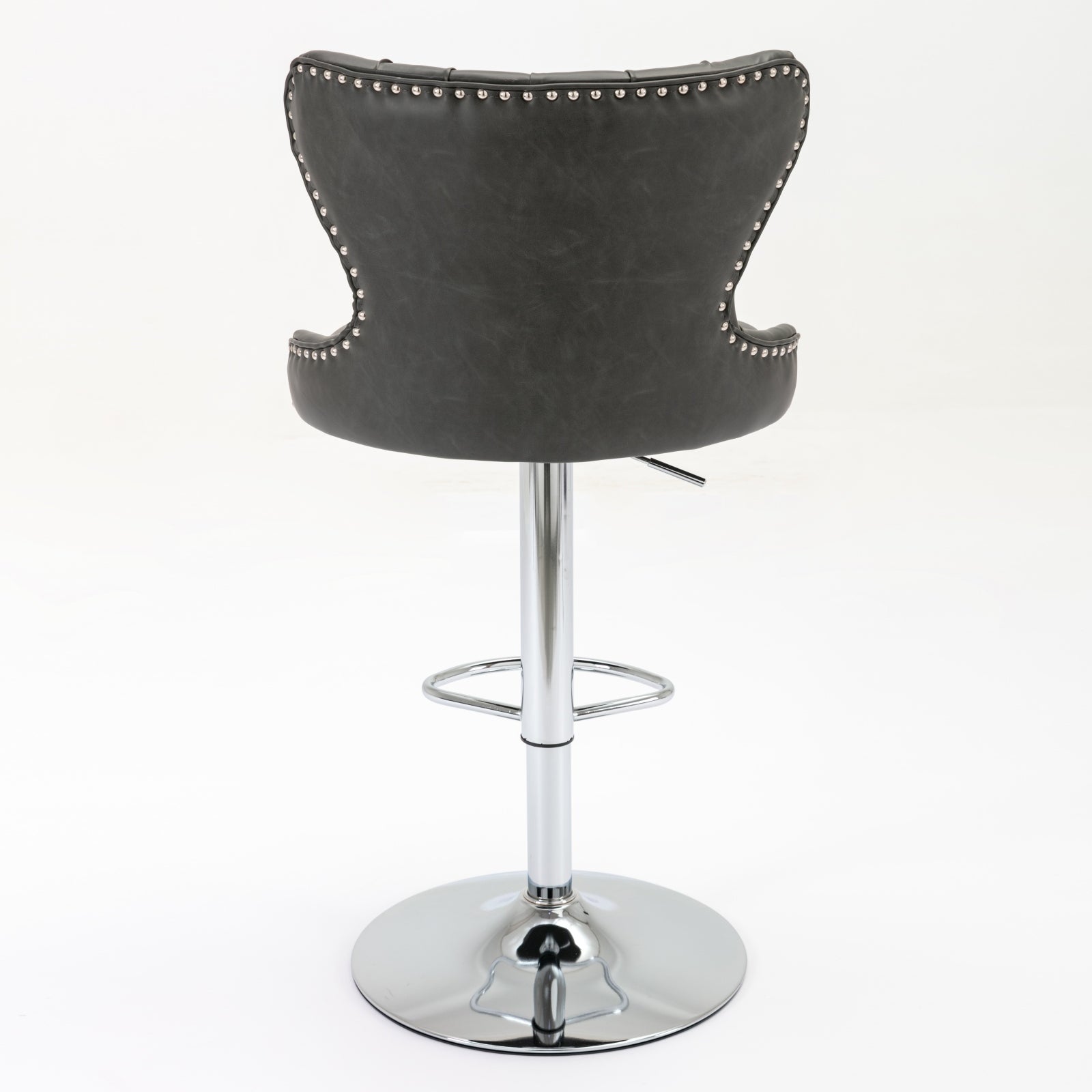 Swivel Pu Barstools Adjusatble Seat Height From 25 33 Inch, Modern Upholstered Chrome Base Bar Stools With Backs Comfortable Tufted For Home Pub And Kitchen Island,Olive Green, Sw1844Gy Gray Dining Room American Design Foam Pu Leather