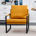 Pu Leather Accent Arm Chair Mid Century Upholstered Armchair With Metal Frame Extra Thick Padded Backrest And Seat Cushion Sofa Chairs For Living Room Orange Pu Leather Metal Frame Foam Sf 008 Orange Pu