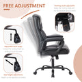 Sweetcrispy Home Office Chair Ergonomic Pu Leather Desk Chair With Armrests Black Pu Leather