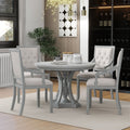 Retro 5 Piece Dining Set Extendable Round Table And 4 Chairs For Kitchen Dining Room Antique Gray Oak Antique Gray Mdf