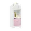 Kids Dollhouse Bookcase With Storage, 2 Tier Storage Display Organizer, Toddler Bookshelf With Collapsible Fabric Drawers For Bedroom Or Playroom White Pink White Pink Mdf