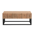 43.31'' Luxury Coffee Table With Two Drawers, Industrial Coffee Table For Living Room, Bedroom & Office Natural Mdf Iron
