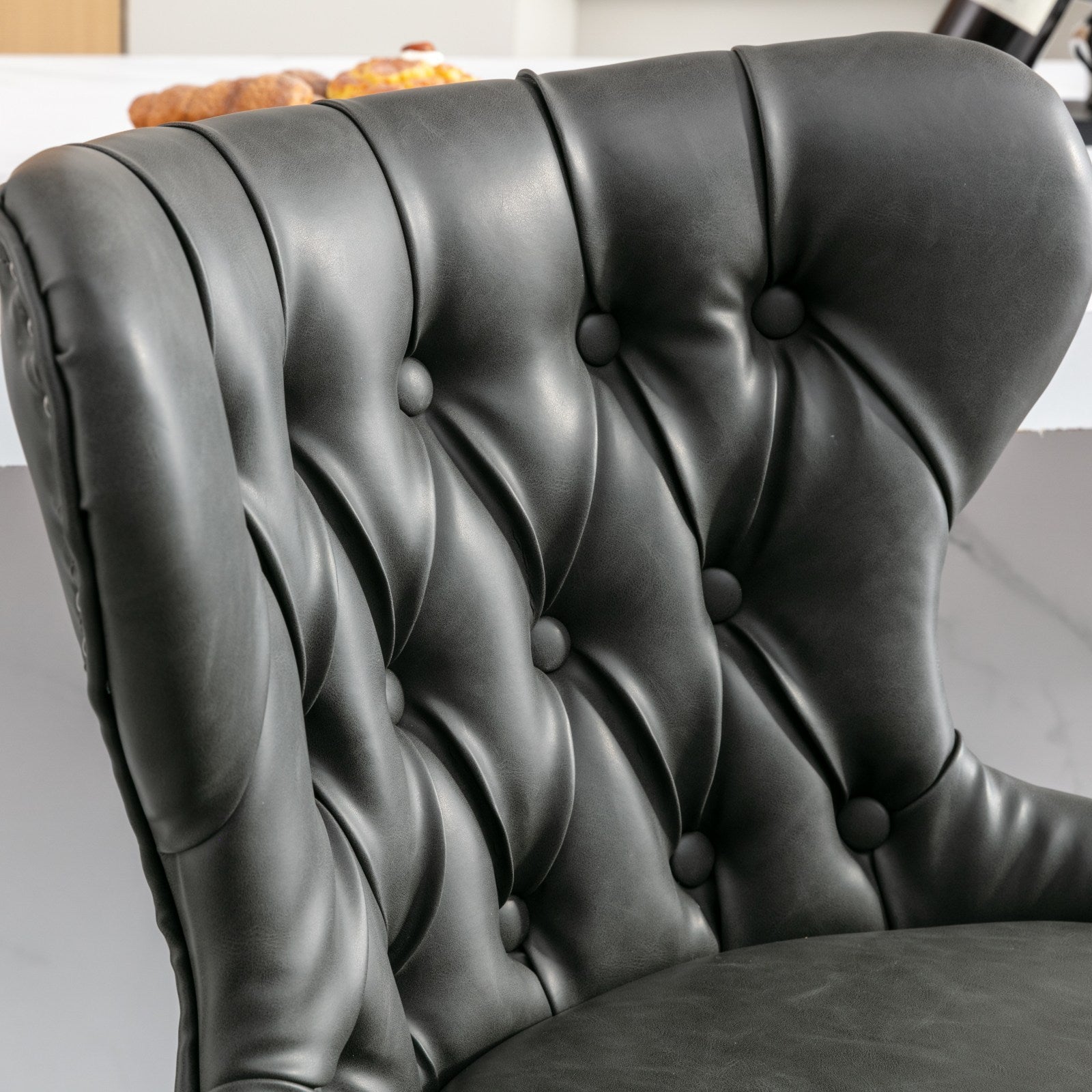 Swivel Pu Barstools Adjusatble Seat Height From 25 33 Inch, Modern Upholstered Chrome Base Bar Stools With Backs Comfortable Tufted For Home Pub And Kitchen Island,Olive Green, Sw1844Gy Gray Dining Room American Design Foam Pu Leather