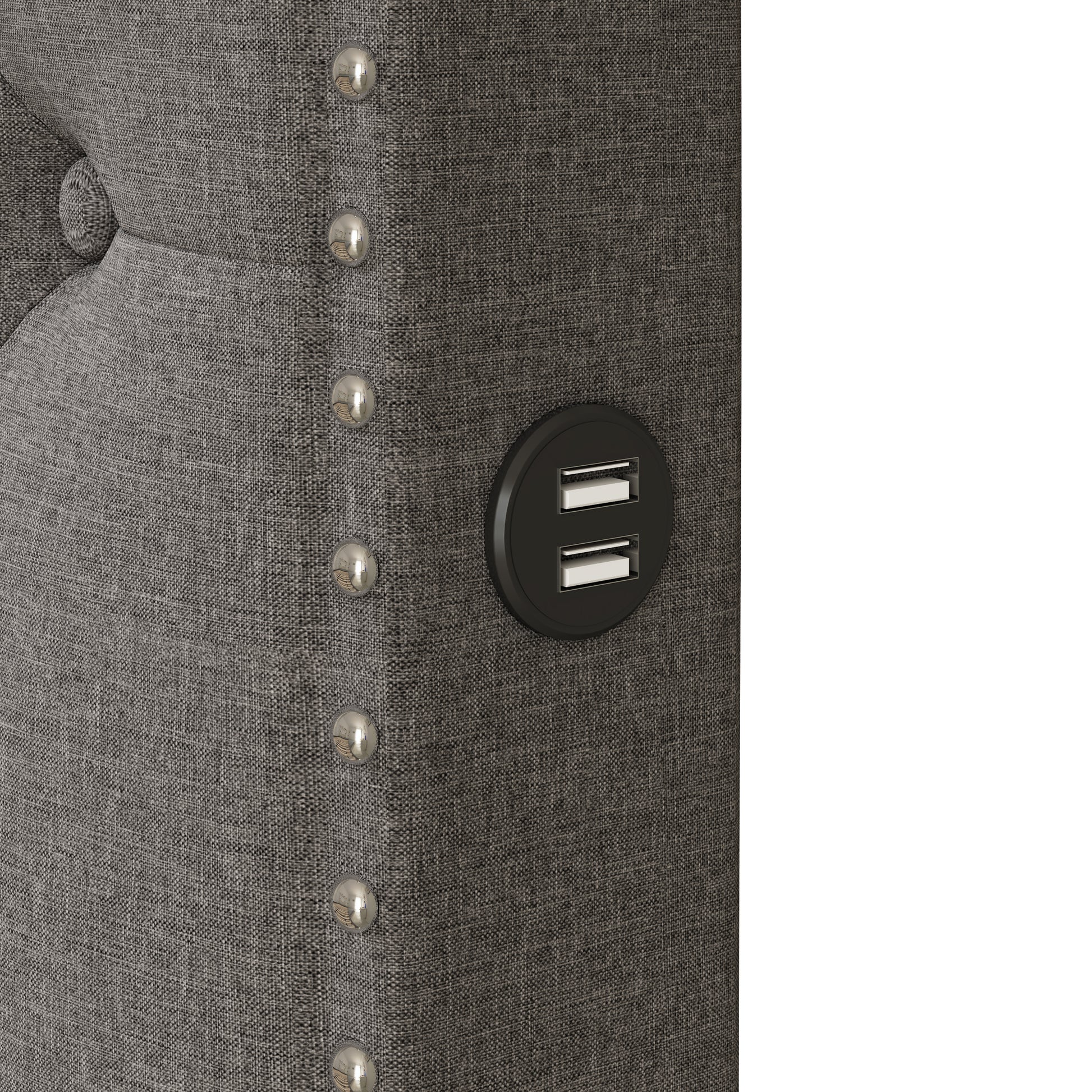 Queen Size Upholstered Platform Bed With Twin Size Trundle And 2 Sets Of Usb Ports On Each Side, Linen Fabric, Gray Queen Gray Linen