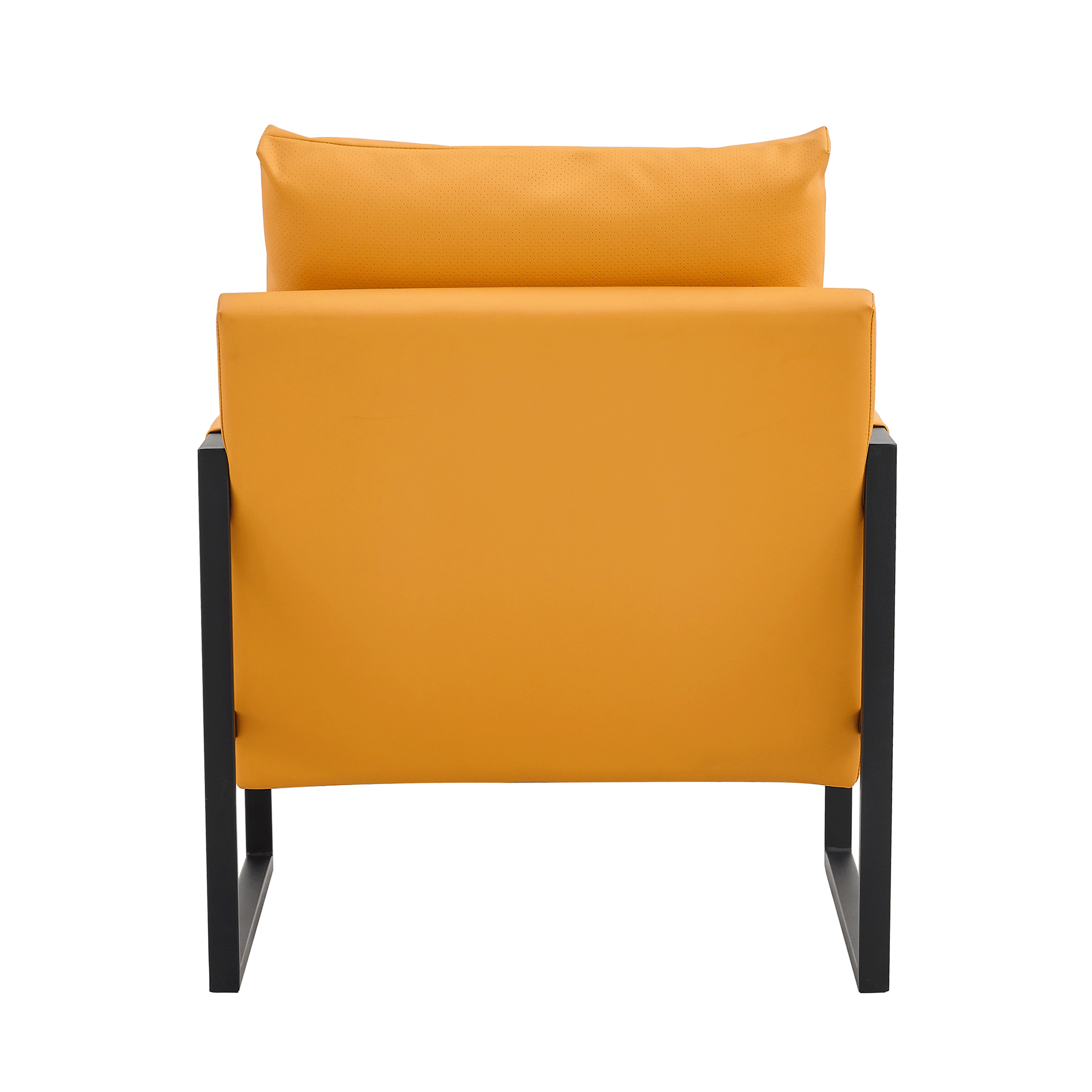 Pu Leather Accent Arm Chair Mid Century Upholstered Armchair With Metal Frame Extra Thick Padded Backrest And Seat Cushion Sofa Chairs For Living Room Orange Pu Leather Metal Frame Foam Sf 008 Orange Pu