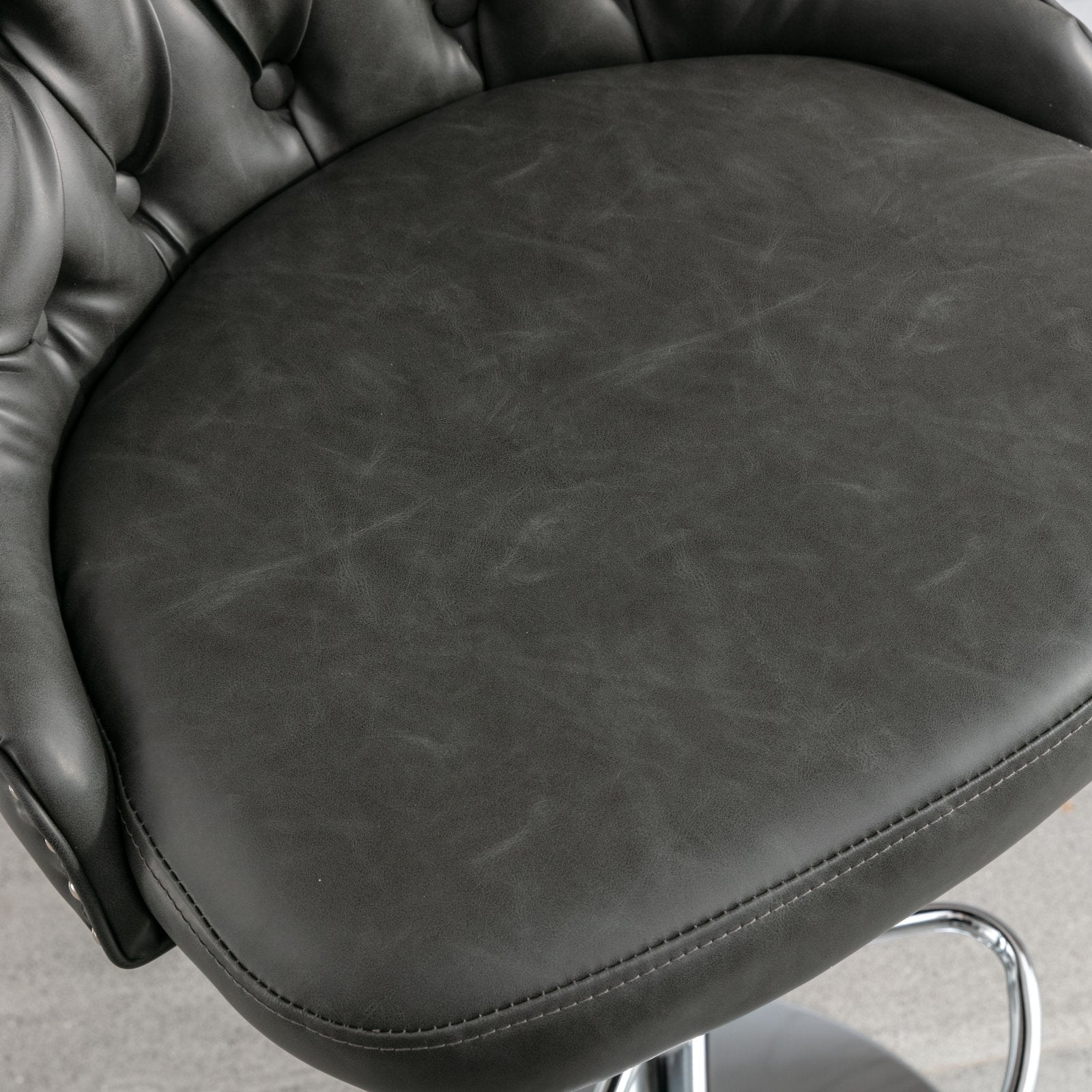 Swivel Pu Barstools Adjusatble Seat Height From 25 33 Inch, Modern Upholstered Chrome Base Bar Stools With Backs Comfortable Tufted For Home Pub And Kitchen Island,Olive Green, Sw1844Gy Gray Dining Room American Design Foam Pu Leather