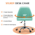 Sweetcrispy Armless Home Office Desk Chair With Wheels Adjustable Swivel Task Computer Vanity Chair For Small Spaces Green Fabric