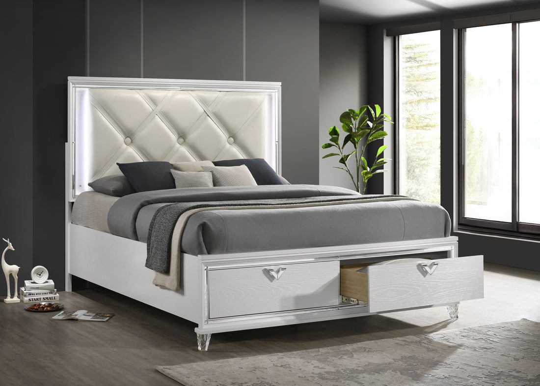 Prism Modern Style Queen Led Lit Bed with Padded