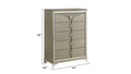 Samantha Modern Style 5 Drawer Chest Made With Wood & Mirrored Drawer Handles Silver Bedroom Contemporary,Modern Wood