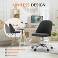 Sweetcrispy Armless Home Office Desk Chair With Wheels Adjustable Swivel Task Computer Vanity Chair For Small Spaces Dark Gray Fabric