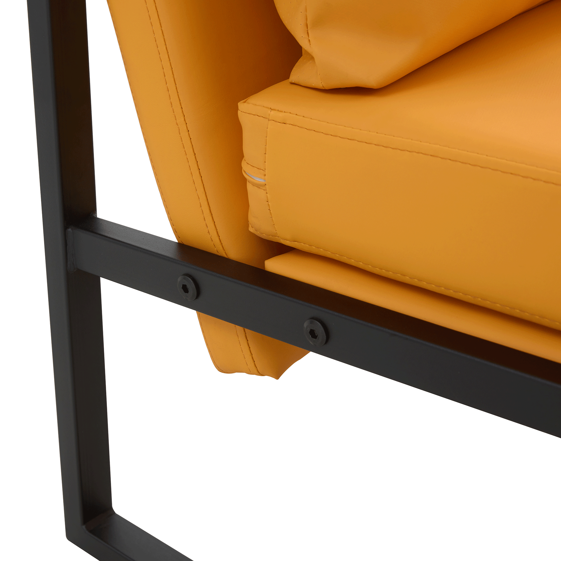 Pu Leather Accent Arm Chair Mid Century Upholstered Armchair With Metal Frame Extra Thick Padded Backrest And Seat Cushion Sofa Chairs For Living Room Orange Pu Leather Metal Frame Foam Sf 008 Orange Pu