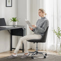 Sweetcrispy Armless Home Office Desk Chair With Wheels Adjustable Swivel Task Computer Vanity Chair For Small Spaces Dark Gray Fabric