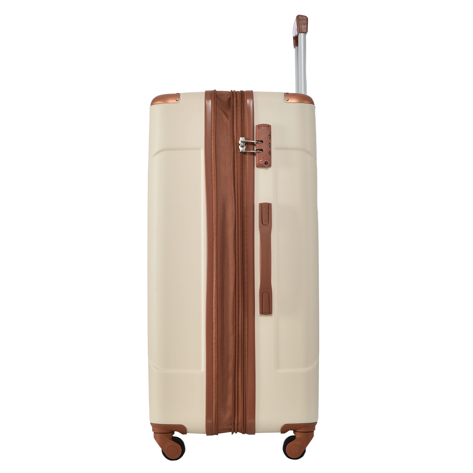 Hardside Luggage Sets 2 Piece Suitcase Set Expandable brown white-abs