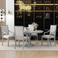 Retro 5 Piece Dining Set Extendable Round Table And 4 Chairs For Kitchen Dining Room Antique Gray Oak Antique Gray Mdf