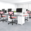 Sweetcrispy Armless Desk Chair Small Home Office Chair With Lumbar Support Pink Nylon Mesh
