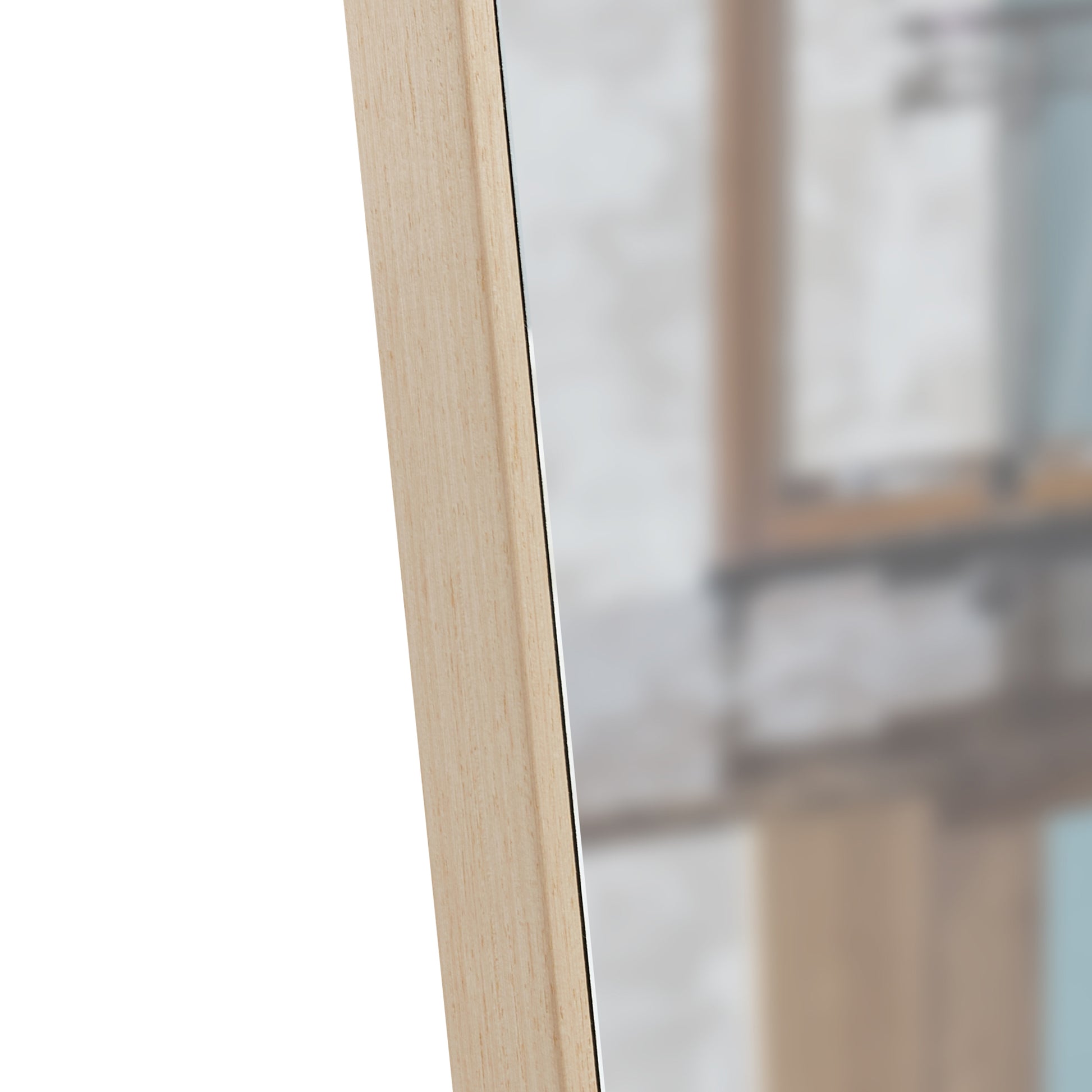 The3Rd Generation Packaging Upgrade Includes A Light Oak Solid Wood Frame Full Length Mirror, Dressing Mirror, Bedroom Entrance, Decorative Mirror, Clothing Store, And Floor Mounted Mirror. 60" *17.3" Light Oak Glass