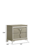 Samantha Modern Style 2 Drawer Nightstand Made With Wood & Mirrored Accents Silver 2 Drawers Bedside Cabinet Bedroom Contemporary,Modern Wood