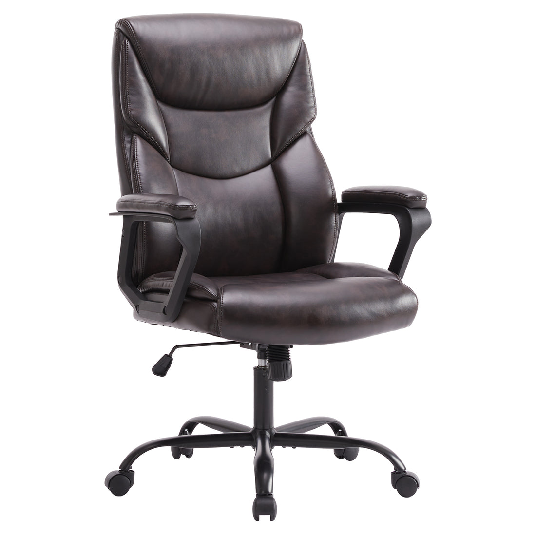 Sweetcrispy Home Office Chair Ergonomic Pu Leather Desk Chair With Armrests Gray Pu Leather