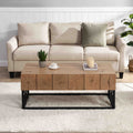 43.31'' Luxury Coffee Table With Two Drawers, Industrial Coffee Table For Living Room, Bedroom & Office Natural Mdf Iron