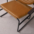 Retro Leisure Accent Chair With Soft Oval Padded Back And Cushion Seat, Black Metal Frame, Brown Pu Leather Brown Pu