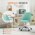 Sweetcrispy Armless Home Office Desk Chair With Wheels Adjustable Swivel Task Computer Vanity Chair For Small Spaces Green Fabric