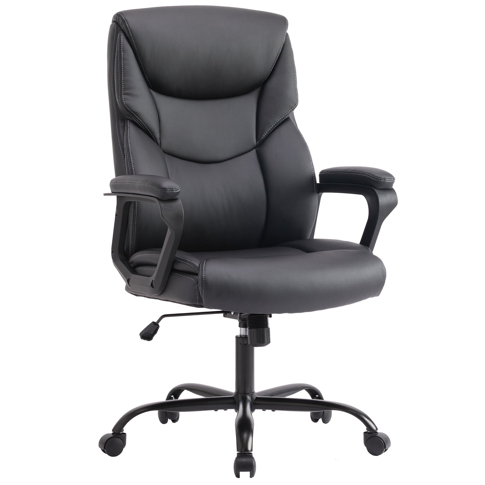 Sweetcrispy Home Office Chair Ergonomic PU Leather black-pu leather