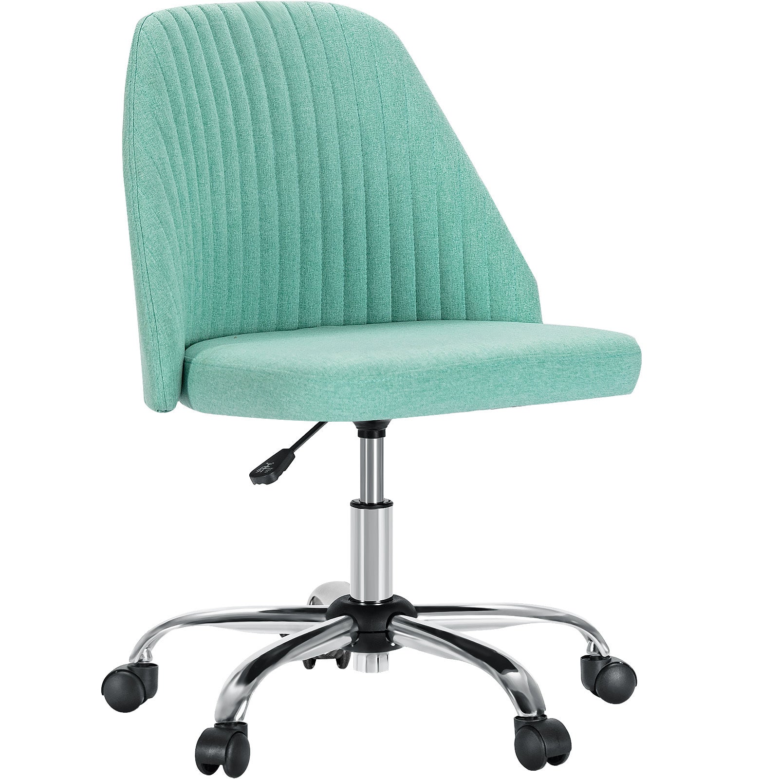 Sweetcrispy Armless Home Office Desk Chair with Wheels green-fabric
