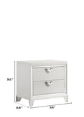 Prism Modern Style 2 Drawer Nightstand With Led Glow & V Shape Handles In White Silver 2 Drawers Bedroom Modern Wood