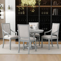 Retro 5 Piece Dining Set Extendable Round Table And 4 Chairs For Kitchen Dining Room Antique Gray Oak Antique Gray Mdf