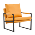 Pu Leather Accent Arm Chair Mid Century Upholstered Armchair With Metal Frame Extra Thick Padded Backrest And Seat Cushion Sofa Chairs For Living Room Orange Pu Leather Metal Frame Foam Sf 008 Orange Pu