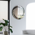 24 Inch Wall Mounted Silver Decorative Round Wall Mirror For Home, Living Room, Bedroom, Entryway Silver Grey Glass