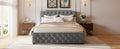 Queen Size Upholstered Platform Bed With 2 Drawers And 2 Sets Of Usb Ports On Each Side, Linen Fabric, Gray Gray Linen