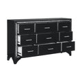 black glitter dresser Pearl Black Metallic Finish Dresser 1Pc 9 Drawers Silver Glitter Trim