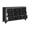 Pearl Black Metallic Finish Dresser 1Pc 9 Drawers Silver Glitter Trim Modern Bedroom Furniture Black Bedroom Contemporary,Glam,Modern Wood