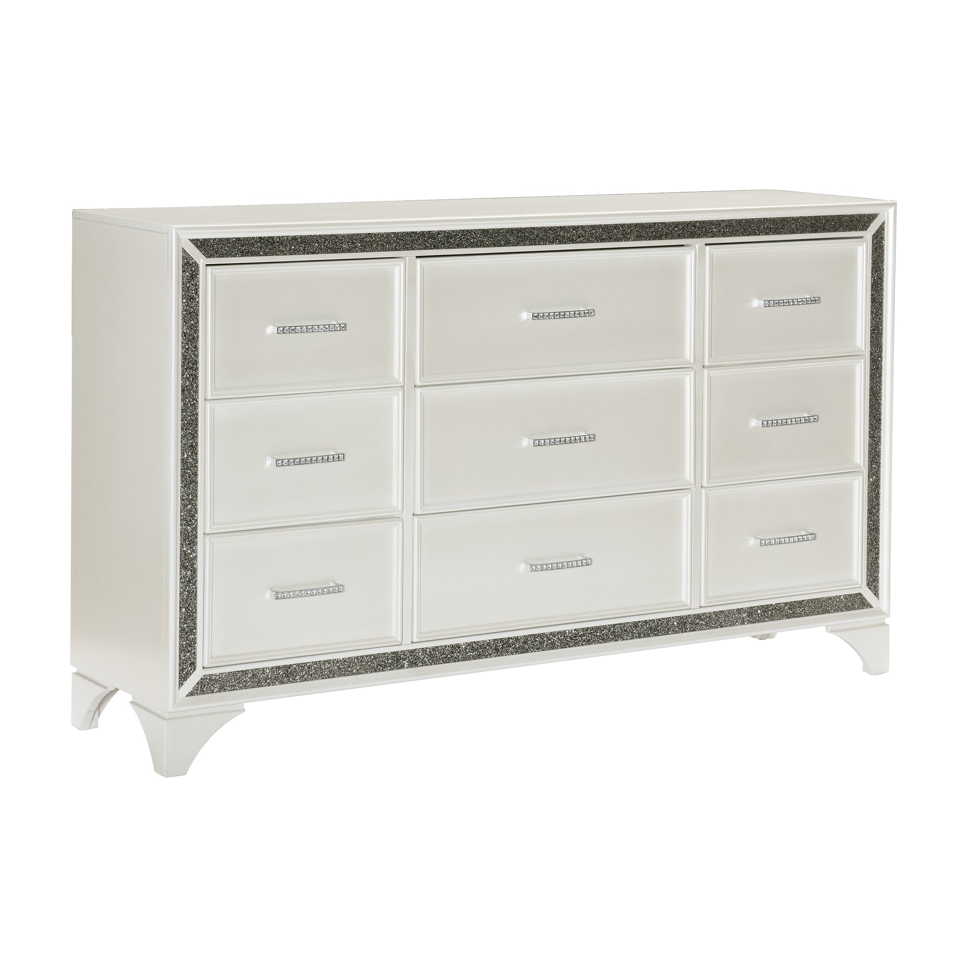 white glitter dresser Dresser with 7 Drawers and Glitter Acrylic Front White