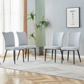 Modern Minimalist Dining Chairs And Office Chairs. 4 Piece Set Of Light Gray Pu Seats With Black Metal Legs. Suitable For Restaurants, Living Rooms, And Offices. C 008 Light Gray Pu