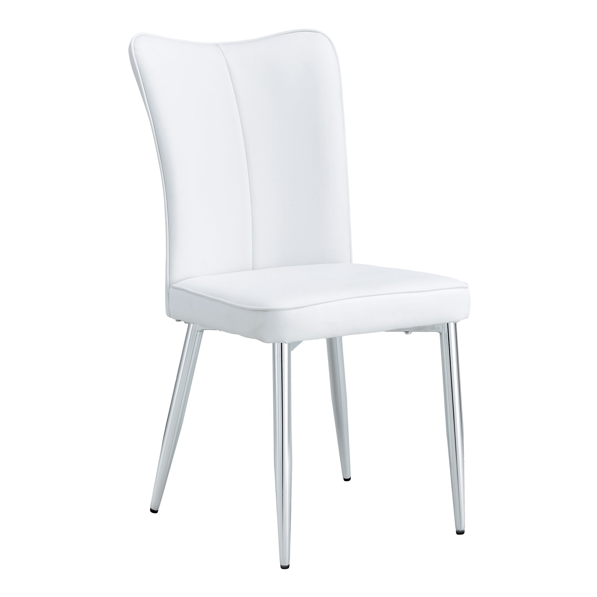 Modern Minimalist Dining Chairs, Office Chairs. 2 Piece Set Of White Pu Seats With Silver Metal Legs. Suitable For Restaurants, Living Rooms, And Offices. C 008 White Pu