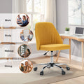 Sweetcrispy Armless Home Office Desk Chair with Wheels yellow-fabric