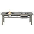 3 In 1 Coffee Table With Ice Bucket And Fire Pit Gray Gray Aluminium