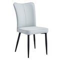 Modern Minimalist Dining Chairs And Office Chairs. 4 Piece Set Of Light Gray Pu Seats With Black Metal Legs. Suitable For Restaurants, Living Rooms, And Offices. C 008 Light Gray Pu