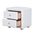 Teddy Fleece Nightstand With 2 Drawers, White White Mdf