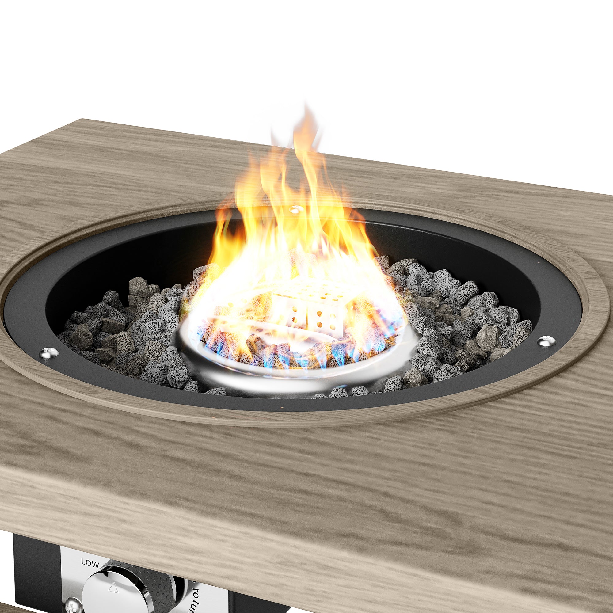 3 in 1 Coffee Table with Ice Bucket and Fire Pit Beige beige-aluminium