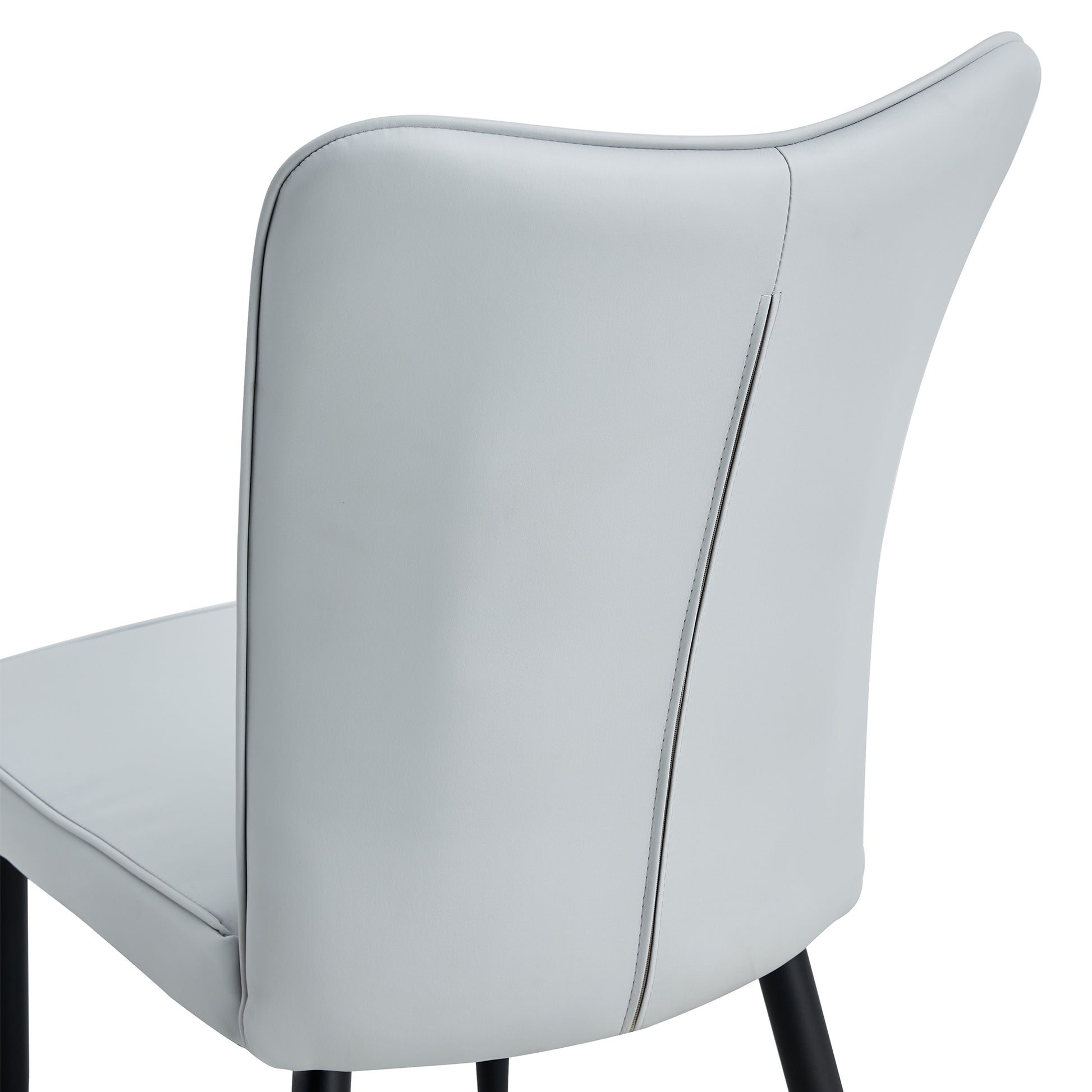 Modern Minimalist Dining Chairs And Office Chairs. 2 Piece Set Of Light Gray Pu Seats With Black Metal Legs. Suitable For Restaurants, Living Rooms, And Offices. C 008 Light Gray Pu