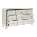 Pearl White Metallic Finish Dresser 1Pc 9 Drawers Silver Glitter Trim Modern Bedroom Furniture White Bedroom Contemporary,Glam,Modern Wood