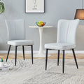 Modern Minimalist Dining Chairs And Office Chairs. 2 Piece Set Of Light Gray Pu Seats With Black Metal Legs. Suitable For Restaurants, Living Rooms, And Offices. C 008 Light Gray Pu